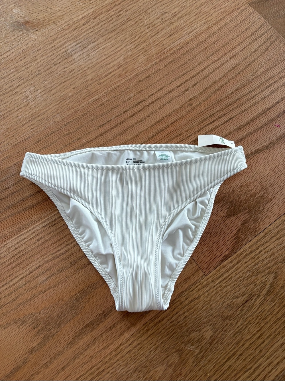 aerie White Ribbed Bikini Bottom
